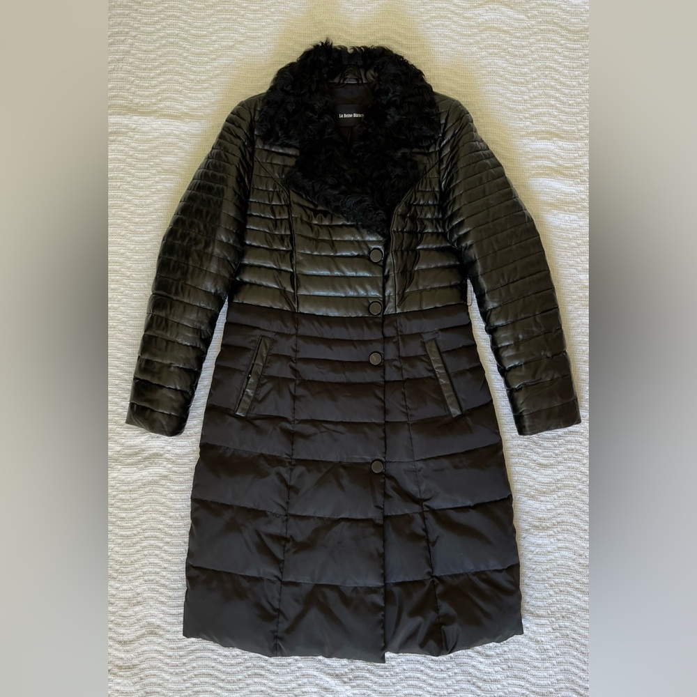 Autumn-winter women's black combination coat La Reine Blanche